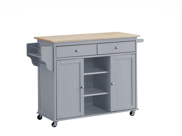 GRADY KITCHEN CART NAT TOP/GY BASE image