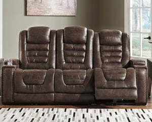 Game Zone Signature Design by Ashley PWR REC Sofa with ADJ Headrest image