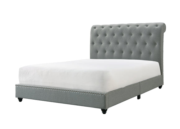 JANINE QN PLATFORM BED W/USB GREY image