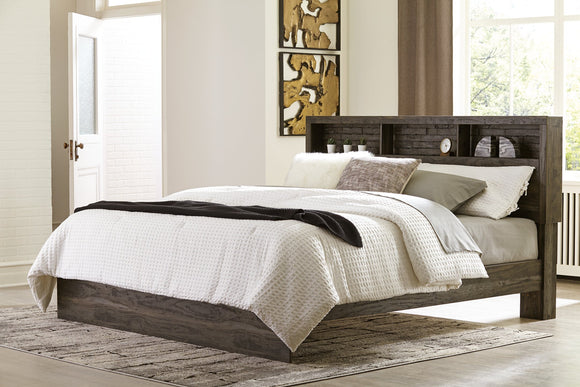 Vay Bay Benchcraft Charcoal King Bookcase Panel Bed image